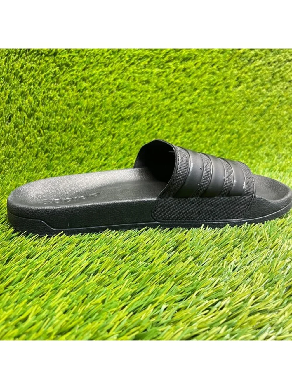 Adidas Adilette Shower Mens Size 7 All Black Beach Outdoor Slip On Slide Sandals